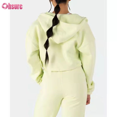 Trajes de dos piezas para mujeres Traje de sudor Larga manga de lana Cerradura con capucha Camisetas cortadas Calzoncillos de sudor Set de corredor