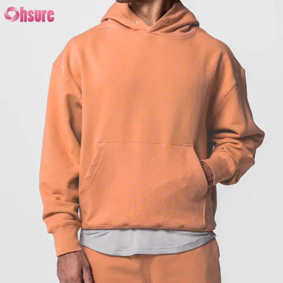 Sudadera con capucha deportiva de gran tamaño para hombre, 100% algodón, básica, lisa, de manga larga, con bolsillo, jersey básico de invierno