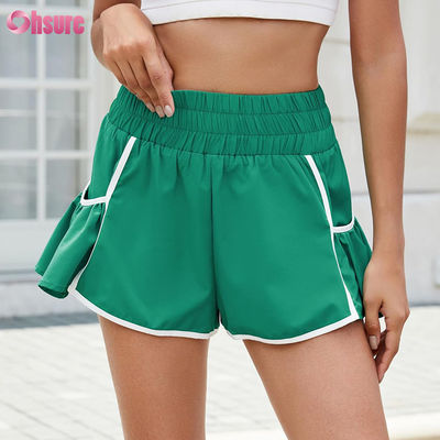 Mujeres calzoncillos para correr de cintura alta Calzoncillos para entrenamiento Salón de ejercicios Calzoncillos secos rápidos con bolsillos de color sólido Calzoncillos de secado rápido