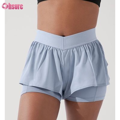 Mujeres personalizadas 2 en 1 calzoncillos de gimnasia calzoncillos de gimnasia con forro de acondicionamiento físico más tamaño banda elástica calzoncillos de gimnasia para mujeres