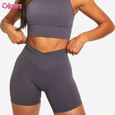 Por mayor Gimnasio Crossover Calzoncillos deportivos de yoga sin costura delantera Calzoncillos de correr para mujer