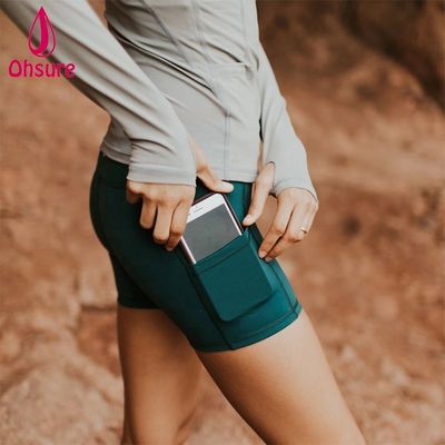 Pantalones cortos de gimnasia personalizados, pantalones cortos de ciclista para mujer, pantalones cortos de fitness con bolsillos laterales, pantalones cortos de ciclista de cintura alta para entrenamiento, 10-12 días