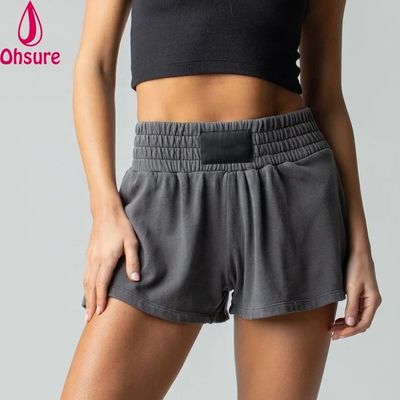 Pantalones cortos de boxeo para mujer, pantalones cortos deportivos para correr, pantalones cortos de gimnasia, logotipo personalizado, rizo de algodón, tejido estampado, 100% algodón, serigrafía