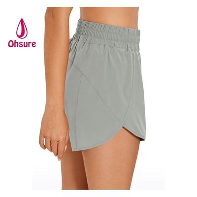 Pantalones cortos deportivos de secado rápido, nuevos pantalones cortos de cintura alta con diseño casual para mujer, logotipo personalizado, tallas grandes, tejido estampado, soporte para muestra personalizada