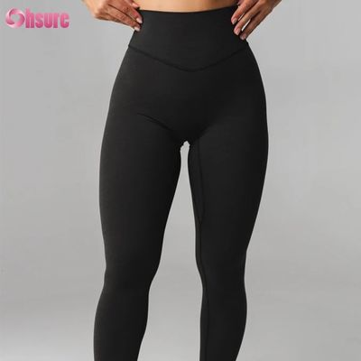 Gran estilo cintura alta ejercicios de yoga calzoncillos sólidos para mujeres pantalones de yoga personalizado usar 220 gramos