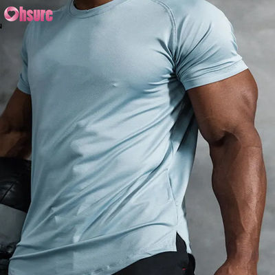 Camisetas de gimnasio para hombre, talla grande, serigrafía en blanco, manga corta, secado rápido, cuello redondo, camisetas deportivas de gran tamaño