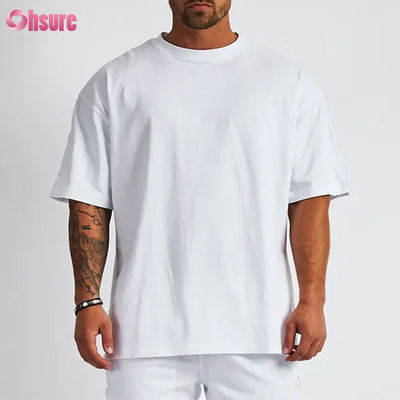 Camisetas de gimnasio para hombre, talla grande, serigrafía en blanco, manga corta, secado rápido, cuello redondo, camisetas deportivas de gran tamaño