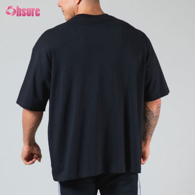 T-shirt de gran tamaño de 220 Gsm de alta calidad de peso pesado de algodón T-shirt personalizado de algodón pesado gimnasio de hombres de gran tamaño T-shirt deportivo