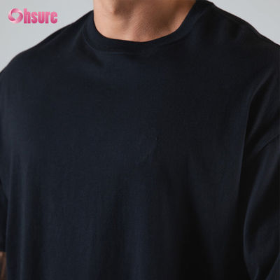 T-shirt de gran tamaño de 220 Gsm de alta calidad de peso pesado de algodón T-shirt personalizado de algodón pesado gimnasio de hombres de gran tamaño T-shirt deportivo