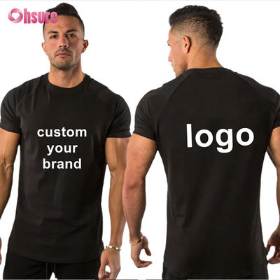 95% algodón, 5% spandex, camiseta deportiva para hombre con logotipo privado personalizado, ropa de gimnasio para entrenamiento, ropa deportiva de fitness, lisa y en blanco