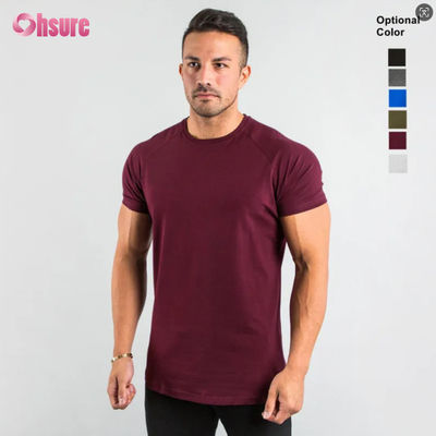 95% algodón, 5% spandex, camiseta deportiva para hombre con logotipo privado personalizado, ropa de gimnasio para entrenamiento, ropa deportiva de fitness, lisa y en blanco