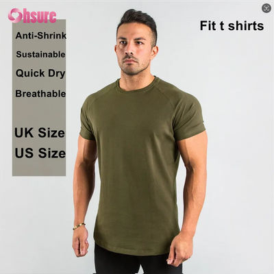 95% algodón, 5% spandex, camiseta deportiva para hombre con logotipo privado personalizado, ropa de gimnasio para entrenamiento, ropa deportiva de fitness, lisa y en blanco