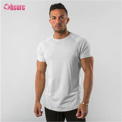 95% algodón, 5% spandex, camiseta deportiva para hombre con logotipo privado personalizado, ropa de gimnasio para entrenamiento, ropa deportiva de fitness, lisa y en blanco
