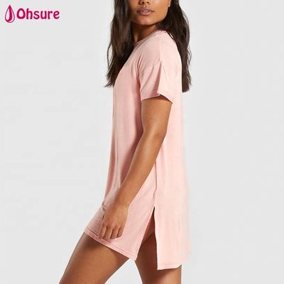 Customizado 95% algodón 5% Spandex Mujeres con sombreado largo de gran tamaño camiseta deportiva de gimnasio flexible