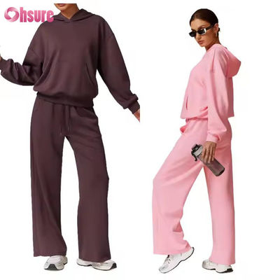 Trajes de 2 piezas para mujeres Trajes de sudadera Conjuntos de capuchas Calzoncillos de piernas anchas Traje de deporte 2024 Fall Matching Lounge Set