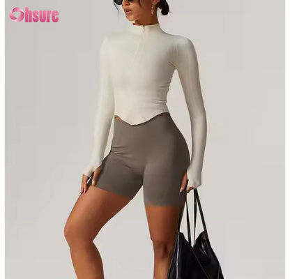 Chaqueta de protección solar collar con cremallera de manga larga chaqueta de yoga femenina sudaderas para mujeres camisetas deportivas de acondicionamiento físico al aire libre