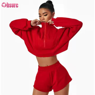 Nuevo calentamiento de los deportes con capucha Casual collar de pie suelto Top Custom mujeres corriendo suéter de fitness con capucha