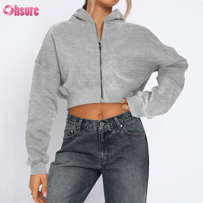 Mujeres con cremallera completa, chaqueta cortada, cómodas, suaves, de estiramiento, térmicas, resistentes al viento, de cuatro vías, sin costuras, en invierno, con capucha