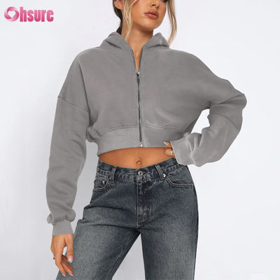 Mujeres con cremallera completa, chaqueta cortada, cómodas, suaves, de estiramiento, térmicas, resistentes al viento, de cuatro vías, sin costuras, en invierno, con capucha