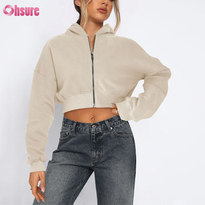 Mujeres con cremallera completa, chaqueta cortada, cómodas, suaves, de estiramiento, térmicas, resistentes al viento, de cuatro vías, sin costuras, en invierno, con capucha