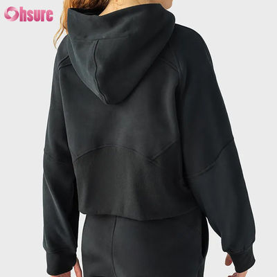 Logotipo personalizado Vintage femenino Full Zip Velocidad chaqueta de entrenamiento para el invierno Correr yoga gimnasio sudadera Hoodie agujeros de pulgar revestimiento Tejido de punto
