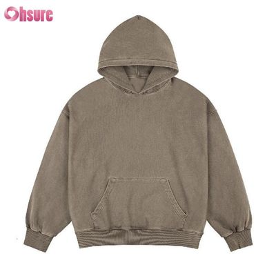 Sudadera con capucha de corte holgado y lavado ácido 100% algodón en oferta, con logotipo privado personalizado para hombre
