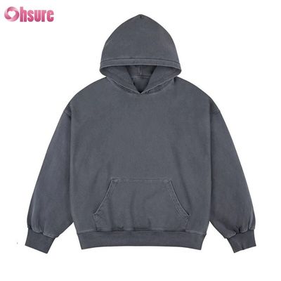Sudadera con capucha de corte holgado y lavado ácido 100% algodón en oferta, con logotipo privado personalizado para hombre