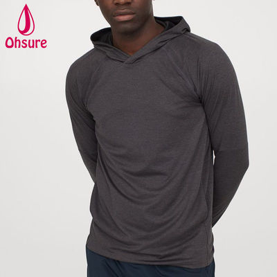 Sudadera con capucha de yoga para hombre, de secado rápido, con forro de malla, capucha envolvente, ajuste regular para entrenamiento en el gimnasio, logotipo personalizado, estampado liso, otoño