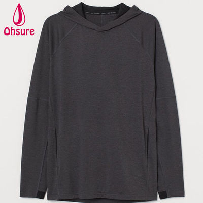 Sudadera con capucha de yoga para hombre, de secado rápido, con forro de malla, capucha envolvente, ajuste regular para entrenamiento en el gimnasio, logotipo personalizado, estampado liso, otoño