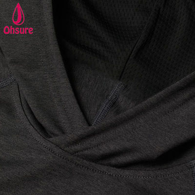 Sudadera con capucha de yoga para hombre, de secado rápido, con forro de malla, capucha envolvente, ajuste regular para entrenamiento en el gimnasio, logotipo personalizado, estampado liso, otoño