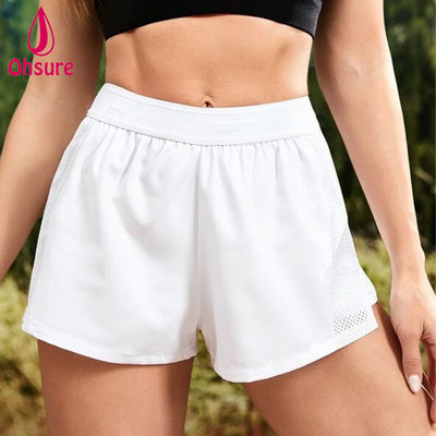 Calzoncillos deportivos de gimnasio de yoga para mujeres Logotipo personalizado al por mayor 93% Poliéster, 7% Spandex cintura alta cintura elástica cintura 2 en 1 tejido casual XS-XXL