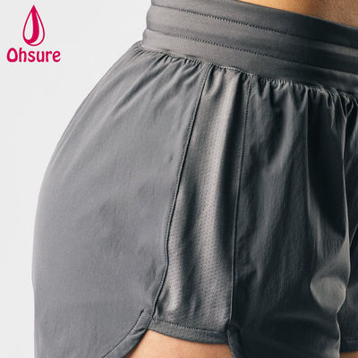 Pantalones cortos deportivos atléticos de cintura alta de diseño OEM de alta calidad para mujer, fitness, gimnasio, correr, yoga, pantalones cortos, tejido casual