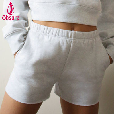 Venta al por mayor Logotipo personalizado Calzoncillos de sudor de cintura alta Mujeres Calzoncillos de entrenamiento de gimnasia de acondicionamiento físico Calzoncillos de entrenamiento de gimnasia de cintura alta Bolsillos de inselación sueltos en bruto Casual