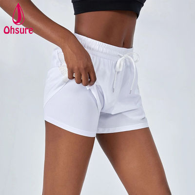 Mujeres de alta calidad 2 en 1 calzoncillos de gimnasio malla rápida secar ropa deportiva calzoncillos de yoga de ajuste suelto calzoncillos de correr personalizados