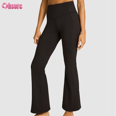 80% nailon, 20% spandex, mezcla de 220 gramos, pantalones de gimnasia, cintura elástica, leggings acampanados para mujer, 1 pieza completa, pantalones de alta spandex