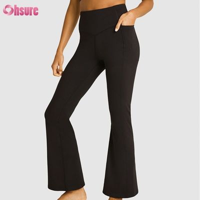80% nailon, 20% spandex, mezcla de 220 gramos, pantalones de gimnasia, cintura elástica, leggings acampanados para mujer, 1 pieza completa, pantalones de alta spandex