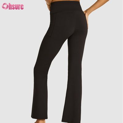 80% nailon, 20% spandex, mezcla de 220 gramos, pantalones de gimnasia, cintura elástica, leggings acampanados para mujer, 1 pieza completa, pantalones de alta spandex