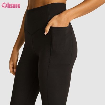 80% nailon, 20% spandex, mezcla de 220 gramos, pantalones de gimnasia, cintura elástica, leggings acampanados para mujer, 1 pieza completa, pantalones de alta spandex
