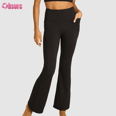 80% nailon, 20% spandex, mezcla de 220 gramos, pantalones de gimnasia, cintura elástica, leggings acampanados para mujer, 1 pieza completa, pantalones de alta spandex