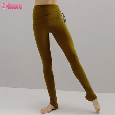 Calzoncillos de gimnasio reciclados de nylon Spandex Blend ajustables de cuerda de tiro Calzoncillos de entrenamiento para mujeres 1 pieza completa Yoga alto usar longitud completa