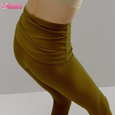 Calzoncillos de gimnasio reciclados de nylon Spandex Blend ajustables de cuerda de tiro Calzoncillos de entrenamiento para mujeres 1 pieza completa Yoga alto usar longitud completa