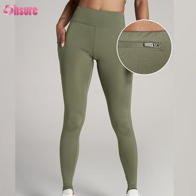 Mallas de yoga de talla grande con bolsillo trasero con cremallera, que absorben la humedad y de secado rápido para mujer