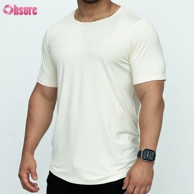 Camiseta con sombreado curvado en blanco Custom 95%Bamboo 5%Spandex personalizar T-shirts de hombre impresos