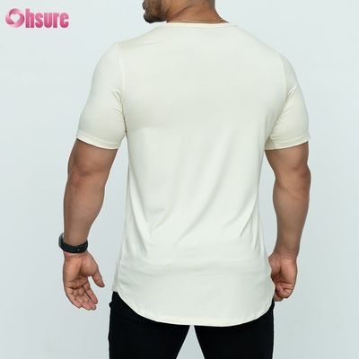 Camiseta con sombreado curvado en blanco Custom 95%Bamboo 5%Spandex personalizar T-shirts de hombre impresos