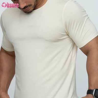 Camiseta con sombreado curvado en blanco Custom 95%Bamboo 5%Spandex personalizar T-shirts de hombre impresos