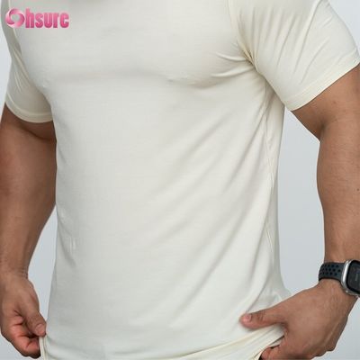 Camiseta con sombreado curvado en blanco Custom 95%Bamboo 5%Spandex personalizar T-shirts de hombre impresos