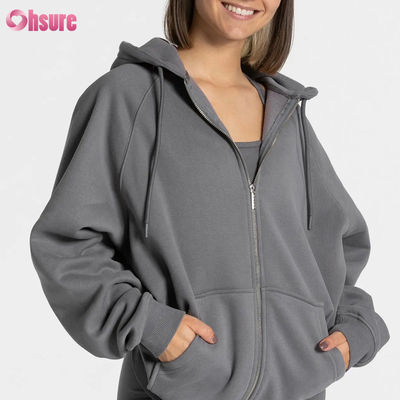 Sudadera con capucha de forro polar con cremallera de gran tamaño y alta calidad para mujer con logotipo personalizado sólido, diseño único para invierno