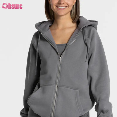 Sudadera con capucha de forro polar con cremallera de gran tamaño y alta calidad para mujer con logotipo personalizado sólido, diseño único para invierno