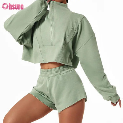 Nuevo conjunto de sudadera con capucha deportiva suelta para mujer de alta calidad y moda 2024, con cremallera de manga larga y cuello alto para invierno