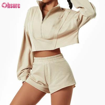 Nuevo conjunto de sudadera con capucha deportiva suelta para mujer de alta calidad y moda 2024, con cremallera de manga larga y cuello alto para invierno